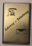 Adresy - Telefony - MAŁY SKOROWIDZ do wpisywania w ETUI - METAL + OKŁADKA