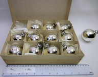 bombki CHOINKOWE szklane PRL 5cm 12szt SREBRNE