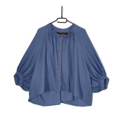Damska Koszula Bluzka Falbanki Anioł Luźna Szeroka Niebieska |R. Uni