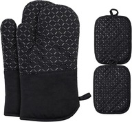 Rękawice kuchenne silikonowe długie 30cm antypoślizgowe zestaw 4szt komplet