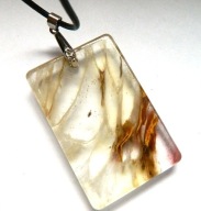 Kwarc rutylowy - włosy Wenus, duży prostokąt, wisior na rzemieniu