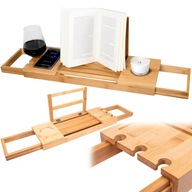 PÓŁKA ŁAZIENKOWA NA WANNĘ BAMBUSOWA DREWNIANA NAKŁADKA SPA REGULOWANA