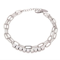 68161 Bransoletka srebrna stal chirurgiczna łańcuchy z kostkami