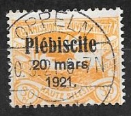 $ROCZNIK 1921 POCZTY PLEBISCYTOWE - GÓRNY ŚLĄSK Fi 34 kas.