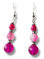 JFAG11 Kolczyki kamienie JADEIT FUKSJA AGAT