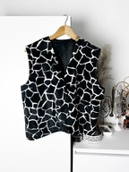 Czarna pluszowa welurowa kamizelka vintage oversize geometryczny wzór