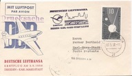 POCZTA LOTNICZA -koperta ozdobna -obieg 1958 rok -LUFTHANSA -DREZNO