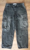 Spodnie BERSHKA czarne jeansowe bojówki EUR 40