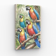 Obraz na płótnie 40x70 Kolorowe ptaki w dżungli | Pomysł na prezent