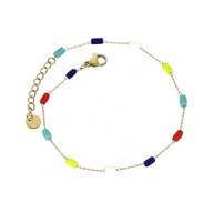 78929 Bransoletka na kostkę złota stal chirurgiczna kolorowe koraliki