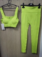Komplet damski sportowy limonka, top i spodnie S/M !!!