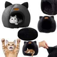 DOMEK DLA KOTA BUDA BUDKA LEGOWISKO CIEPLE CIEPLA NA ZIME CZARNE + PODUSZKA