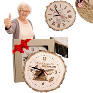PREZENT NA DZIEŃ BABCI I DZIADKA ZEGAR PLASTER DREWNA DUŻY 30CM WYJĄTKOWY