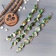 SURF Bransoletka zielona masa perłowa hematyt stal BlackberriesArts 19 cm