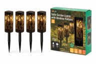 Lampy Solarne Ogrodowe 4szt Ciepłe Białe Wzór Cieni Czujnik Zmierzchu LED