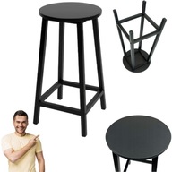 TABORET BAROWY HOKER DO KUCHNI JADALNI WYSOKI STOŁEK NOWOCZESNY CZARNY 65CM