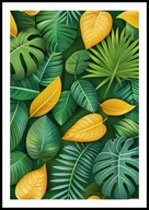 A2 PLAKAT DO SALONU SYPIALNI ŁAZIENKI ZIELONE LIŚCIE MONSTERY PALMY NR11