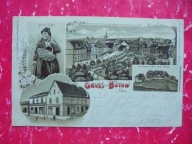 BYTÓW BUTOW LĘBORK KOŚCIERZYNA LITOGRAFIA SĄD ZAMEK PANORAMA 1900 RRRR