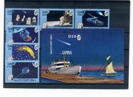 A42792)Kometa Halleya: Gambia 610 - 615** + Bl 21**