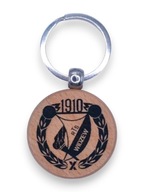 Drewniany brelok Widzew – grawer z logo, prezent dla kibica