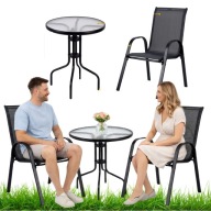ZESTAW OGRODOWY STÓŁ KRZESŁA STOLIK OKRĄGŁY PRZENOŚNY BALKON TARAS OGRÓD