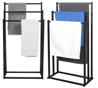 Stojak wieszak na ręczniki łazienkowy 3 ramiona czarny metalowy podłogowy