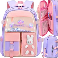 PLECAK SZKOLNY DZIECIĘCY TORNISTER DLA DZIEWCZYNKI DUŻY RÓŻOWY 1-3 KLASA