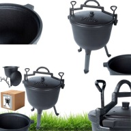 KOCIOŁEK ŻELIWNY OGRODOWY STOJĄCY GARNEK MYŚLIWSKI NA PIECZONKI I PRAŻONKI