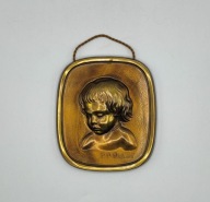 Peter Paul portret syna Nicolas Rubens - mosiężny sygnowany obraz 12,5cm