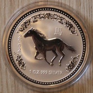 ROK KONIA - 1 $ DOLAR 2002 AUSTRALIA, 1 OZ 999, LUNAR I 1 - 1 UNCJA 999