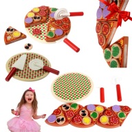 DREWNIANA PIZZA ZABAWKOWA ZESTAW DO ZABAWY DLA DZIECI ZABAWKA KROJENIE