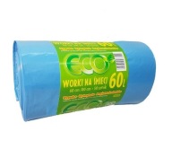 Worki na śmieci bardzo wytrzymałe niebieskie ECO 60l 50 szt.