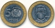 Dominikana 5 Pesos - 2002r Bimetal ... Monety