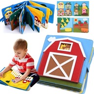 TABLICA SENSORYCZNA KSIĄŻKA EDUKACYJNA ZABAWKA ROZWOJOWA DLA DZIECI 1+