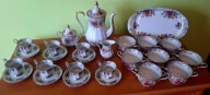 Porcelana Stołowa Wałbrzych- komplet deserowy bogato zdobiony złotem. Duży!
