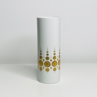 Kaiser, cylindryczny wazon biel i złoty dekor, lata 60te