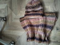 Komplet czapka+komin rękodzieło uniwersalny melanż miły ciepły
