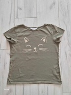 H&M Dżersejowy top z nadrukiem kot kotek134/140 zielony