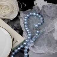 NASZYJNIK KOLIA perła słodkowodna sylwestrowy niebieski vintage klasyka