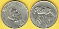 Zambia 10 Ngwee 1972 r.