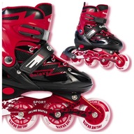 Rolki Regulowane Dla Chłopca 30-33 EU Czarno-Czerwone Świecące Kółka