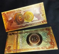 Karta kolekcjonerska złoty banknot bitcoin 100 BTC goldbacks gold note