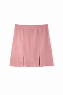 Pudrowo różowa mini spódniczka NA-KD S z wysokim stanem rozcięciami preppy