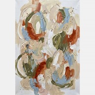 Abstrakcja farba olejna bryły zakola plamy obraz na płótnie 58x85 beżowy