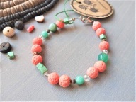 SURF Bransoletka koralowa lawa miętowy turkus jadeit zielone agaty szkło