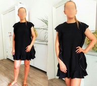 SUKIENKA MAŁA CZARNA MINI Z ĆWIEKAMI MANGO r.S 36