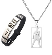 CRISTIANO RONALDO CR7 bransoletka + naszyjnik z wisiorkiem STAL NIERDZEWNA