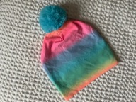 Czapka jesień wiosna tęczowa 1-3l pompon czapeczka
