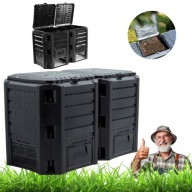 KOMPOSTOWNIK OGRODOWY MODUŁOWY 2-KOMOROWY MROZOODPORNY NA ODPADY NAWÓZ 800L