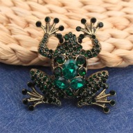 BROSZKA PRZYPINKA PIN PINETS żaba ŻABKA cyrkonie zieleń AGRAFKA moda